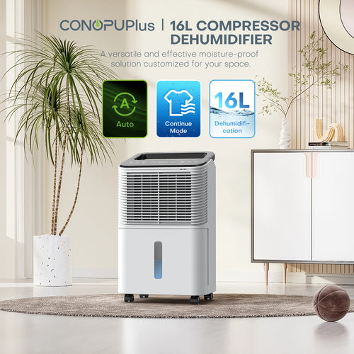 CONOPUPlus 16L/Day Ultra-Quiet Dehumidifier for Bedroom, Intelligent Central Control, Auto Mode, Humidity Indicator Light, 24H Timer, Laundry Drying, Effective & Powerful Home Dehumidifiers
