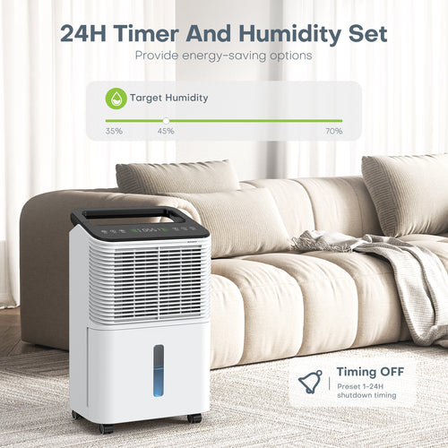 CONOPUPlus 16L/Day Ultra-Quiet Dehumidifier for Bedroom, Intelligent Central Control, Auto Mode, Humidity Indicator Light, 24H Timer, Laundry Drying, Effective & Powerful Home Dehumidifiers