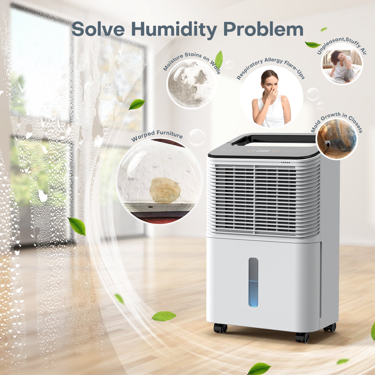 CONOPUPlus 16L/Day Ultra-Quiet Dehumidifier for Bedroom, Intelligent Central Control, Auto Mode, Humidity Indicator Light, 24H Timer, Laundry Drying, Effective & Powerful Home Dehumidifiers