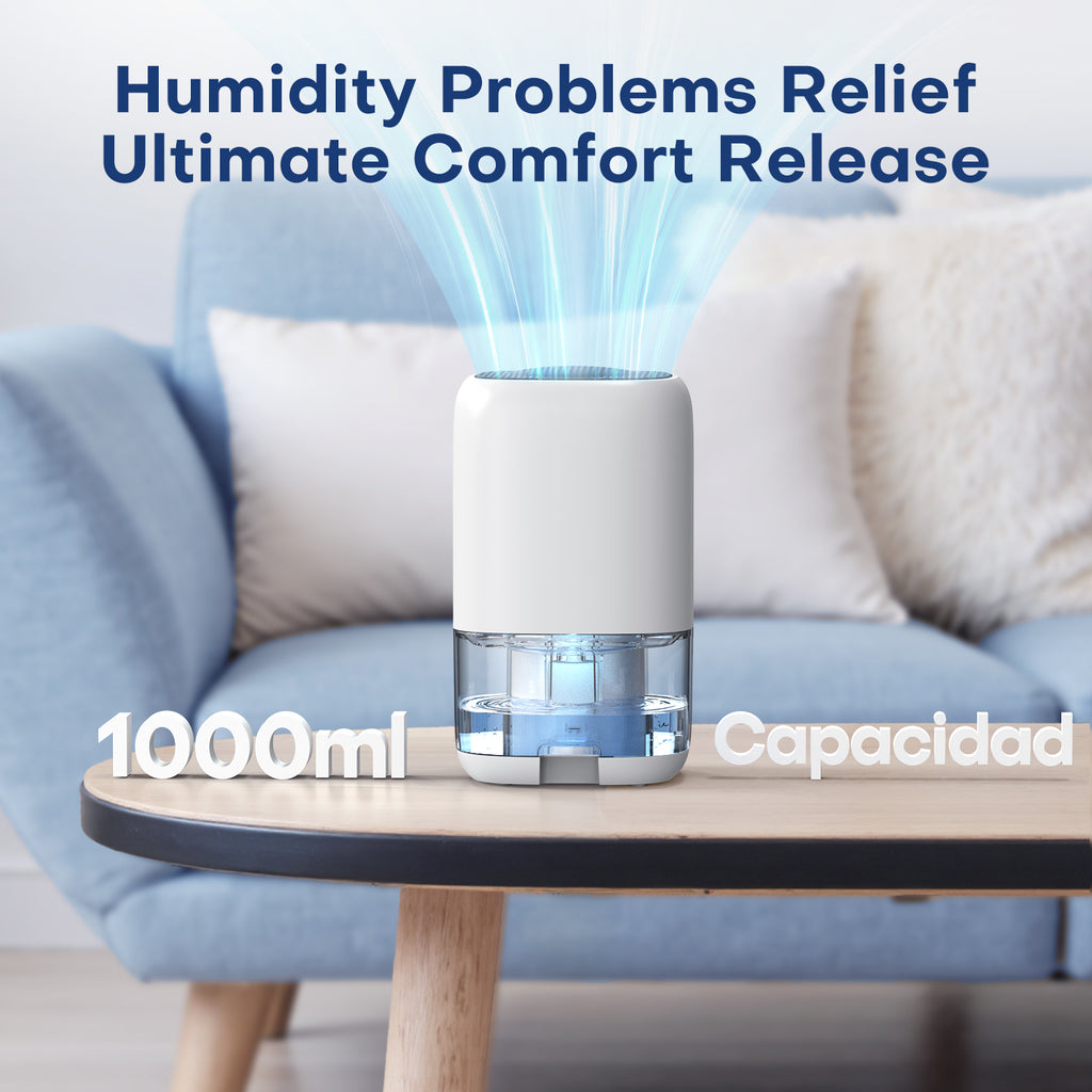CONOPUPlus Dehumidifier 1000 ml, Electric Dehumidifier for Home with 7 Coloured LEDs, Compact, Quiet & Efficient for Small Spaces, Ideal for Bathroom, Cupboard