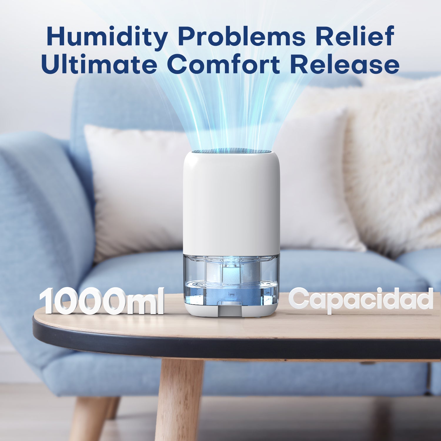 CONOPUPlus Dehumidifier 1000 ml, Electric Dehumidifier for Home with 7 Coloured LEDs, Compact, Quiet & Efficient for Small Spaces, Ideal for Bathroom, Cupboard