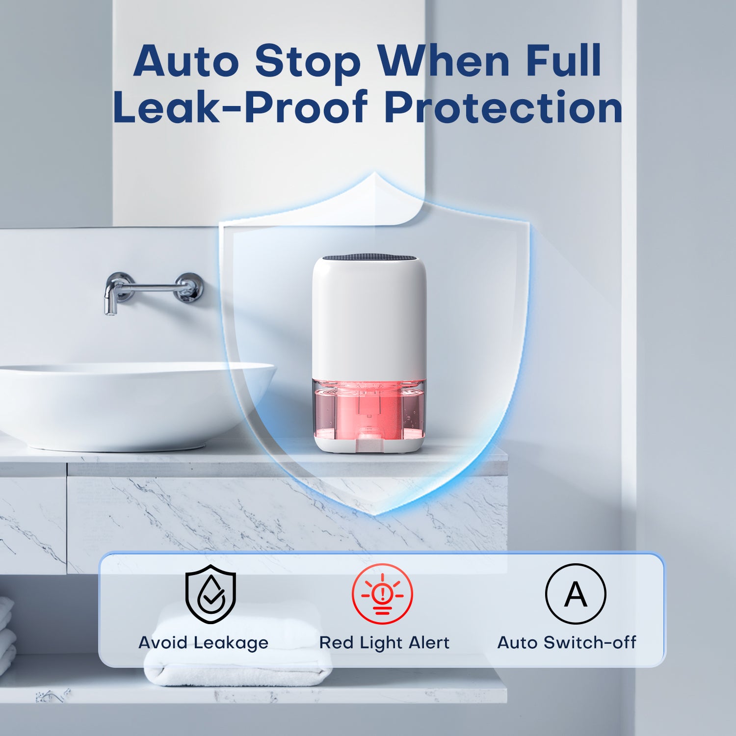 CONOPUPlus Dehumidifier 1000 ml, Electric Dehumidifier for Home with 7 Coloured LEDs, Compact, Quiet & Efficient for Small Spaces, Ideal for Bathroom, Cupboard