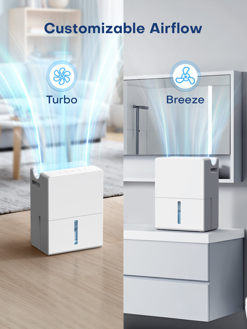 CONOPUPlus Dehumidifier, 2700ML Dehumidifiers for Home, Powerful & Quiet, 800 ml/Day, Ideal for Rooms up to 20 m², Night Mode, Timer, Auto Defrost