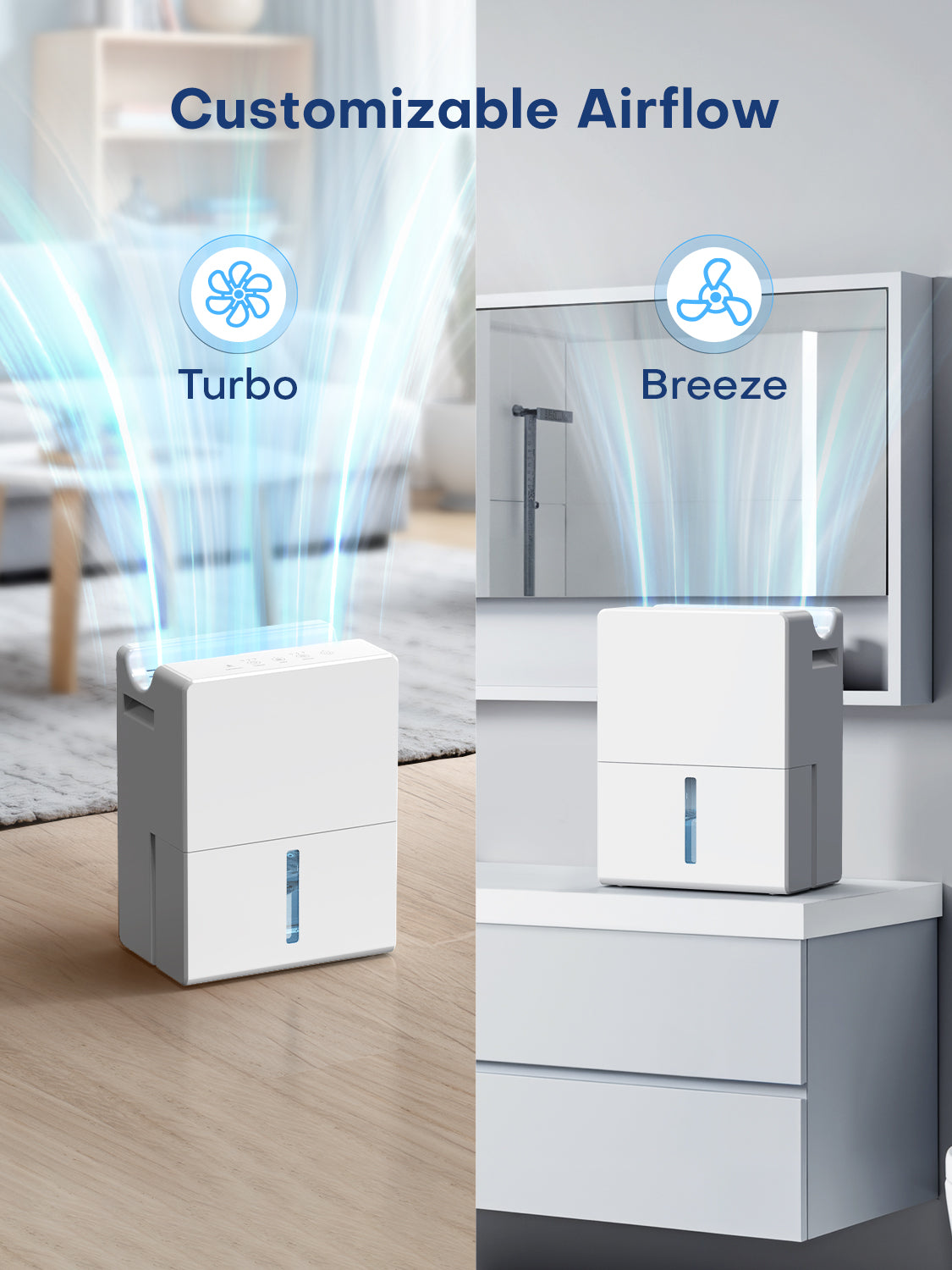 CONOPUPlus Dehumidifier, 2700ML Dehumidifiers for Home, Powerful & Quiet, 800 ml/Day, Ideal for Rooms up to 20 m², Night Mode, Timer, Auto Defrost