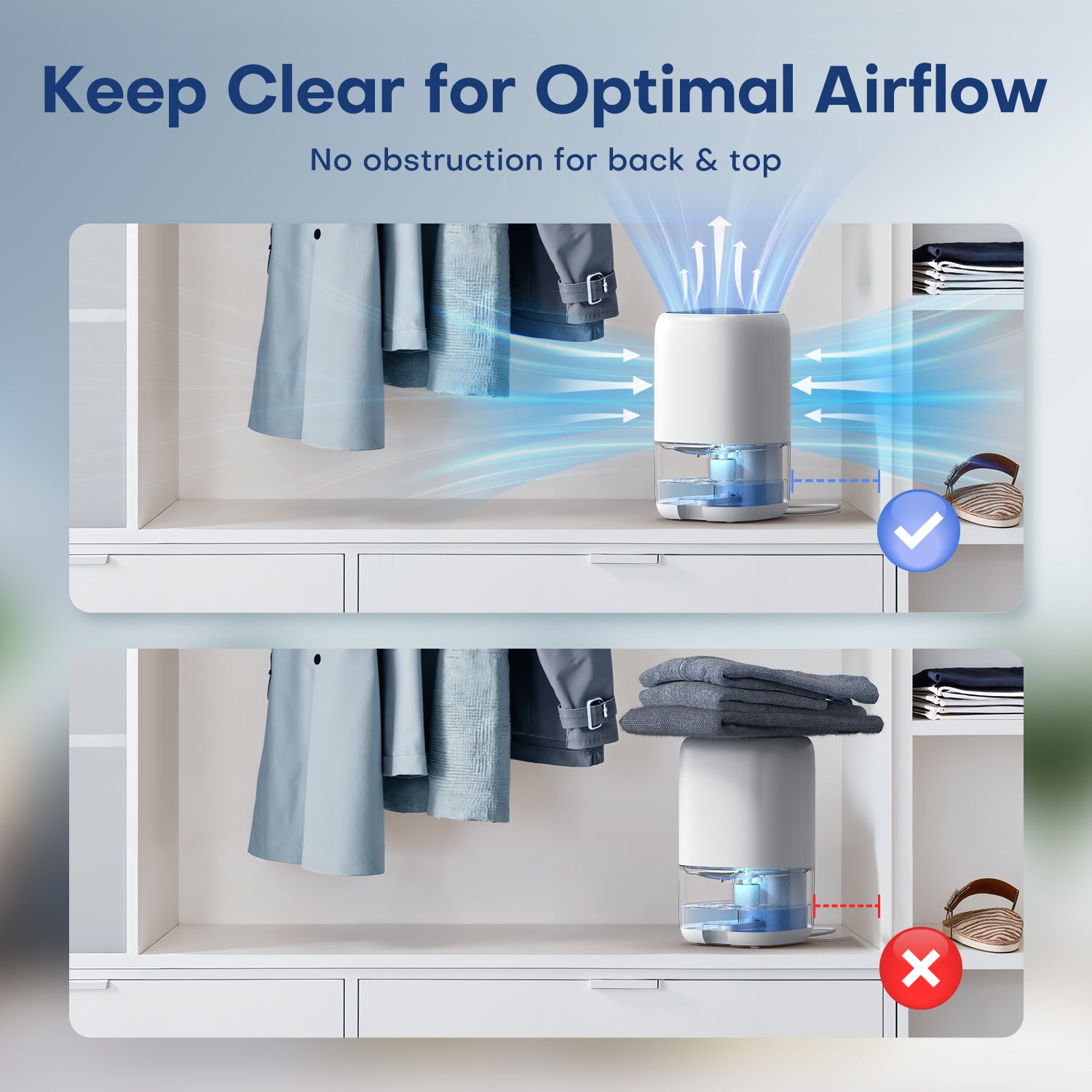 CONOPUPlus Dehumidifier 1000 ml, Electric Dehumidifier for Home with 7 Coloured LEDs, Compact, Quiet & Efficient for Small Spaces, Ideal for Bathroom, Cupboard