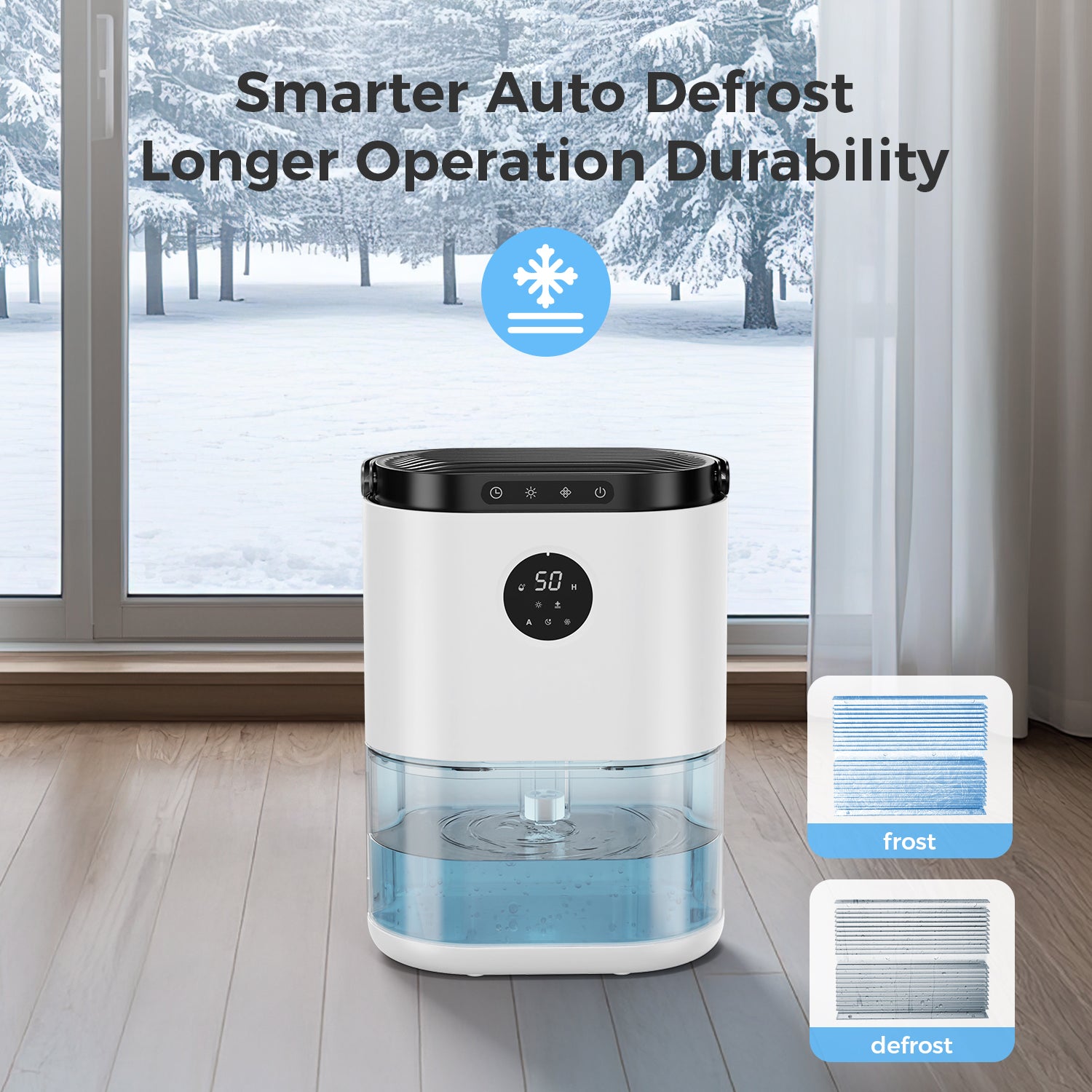 CONOPUPlus Dehumidifier 2300ML, Dehumidifiers for Home with Auto Humidity Sensor & Display, 48H Timer, 7 Color Lights, Auto Defrost, Sleep Mode, Portable Dehumidifier for Bedroom, Bathroom, Wardrobe