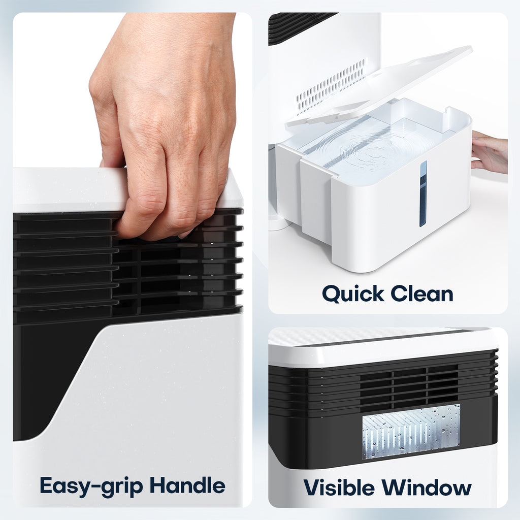 CONOPUPlus Dehumidifier 3L, 1700ml/Day High-Efficiency Dehumidifiers for Home up to 30m², Quad-Core Semiconductor Tech, Real-Time Humidity Display, Auto Defrost, Timer, 33dB Dehumidifier for Bedroom