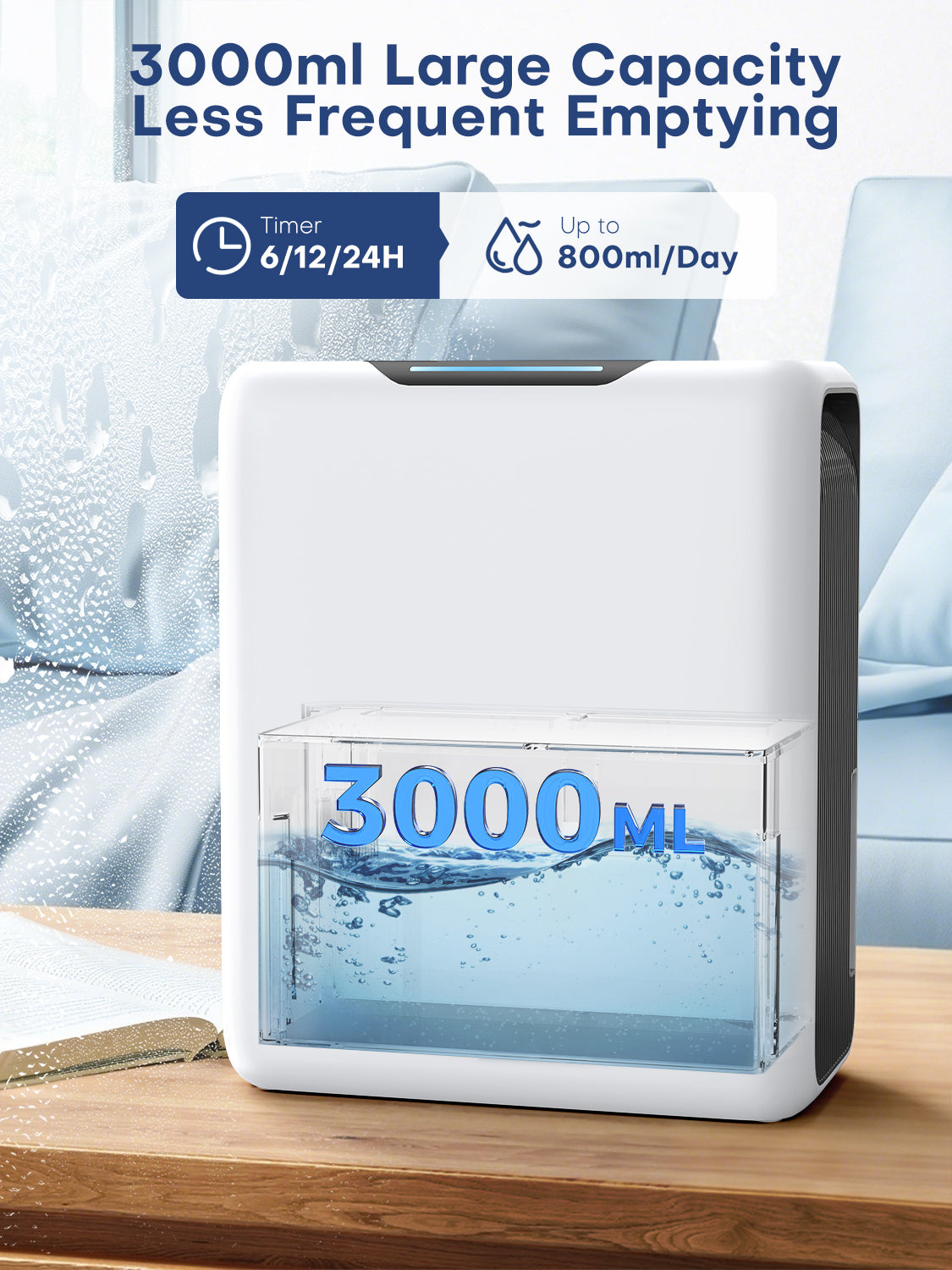 CONOPUPlus Dehumidifier, 3000 ML Dehumidifiers for Home 20㎡, 30 dB Sleep Mode, 6-24H Timer, Winter Auto Defrost, 1.3 kWh, Dehumidifiers for Bedroom, Bathroom, Kitchen, RV